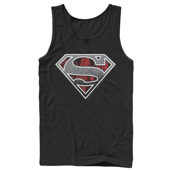 Men's Superman Logo Grunge Tank Top Black Small