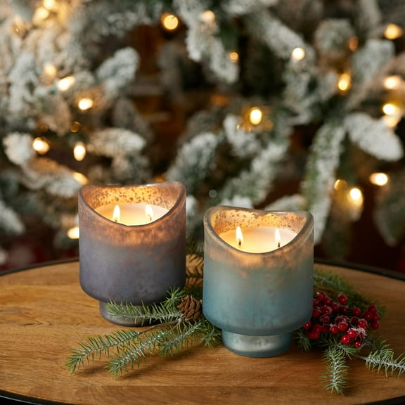 Melrose Red Currant Soy Wax Christmas Candles with Glass Holder - 5" - Set of 2