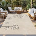 thumbnail image 2 of Retro Beige Flowers Outdoor Rug for Patio/Deck/Porch, Non-Slip Large Area Rug 4 x 6 Ft, Rustic Abstract Floral Simple Art Indoor Outdoor Rugs Washable Area Rugs, Reversible Camping Rug Carpet Runner, 2 of 8