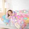 thumbnail image 5 of Manfei Cute Rainbow Cat Queen Bedding, Cartoon Dessert Cake Bedding Comforter Set Queen, Pink Blue, Pink Reversible, 7-Piece, 5 of 6