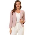 thumbnail image 1 of INSPIRE CHIC Chaqueta abierta de la chaqueta del traje de la cosecha del trabajo de la oficina del frente de las mujeres Rosa-Sólido L, 1 of 6