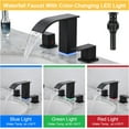 thumbnail image 3 of Bathroom Faucet 3 Hole, Matte Black Waterfall Bathroom Faucets, 8 Inch Widespread Modern Bathroom Sink Faucet & Parts, Wide Spread Touch On Three Hole 2 Handle Bathroom Vanity Faucet, 3 of 13