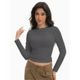 thumbnail image 5 of Womens Long Sleeve Shirts Basic Crop Tops Going Out Fall Fashion Underscrubs Layer Slim Fit Tops, 5 of 6