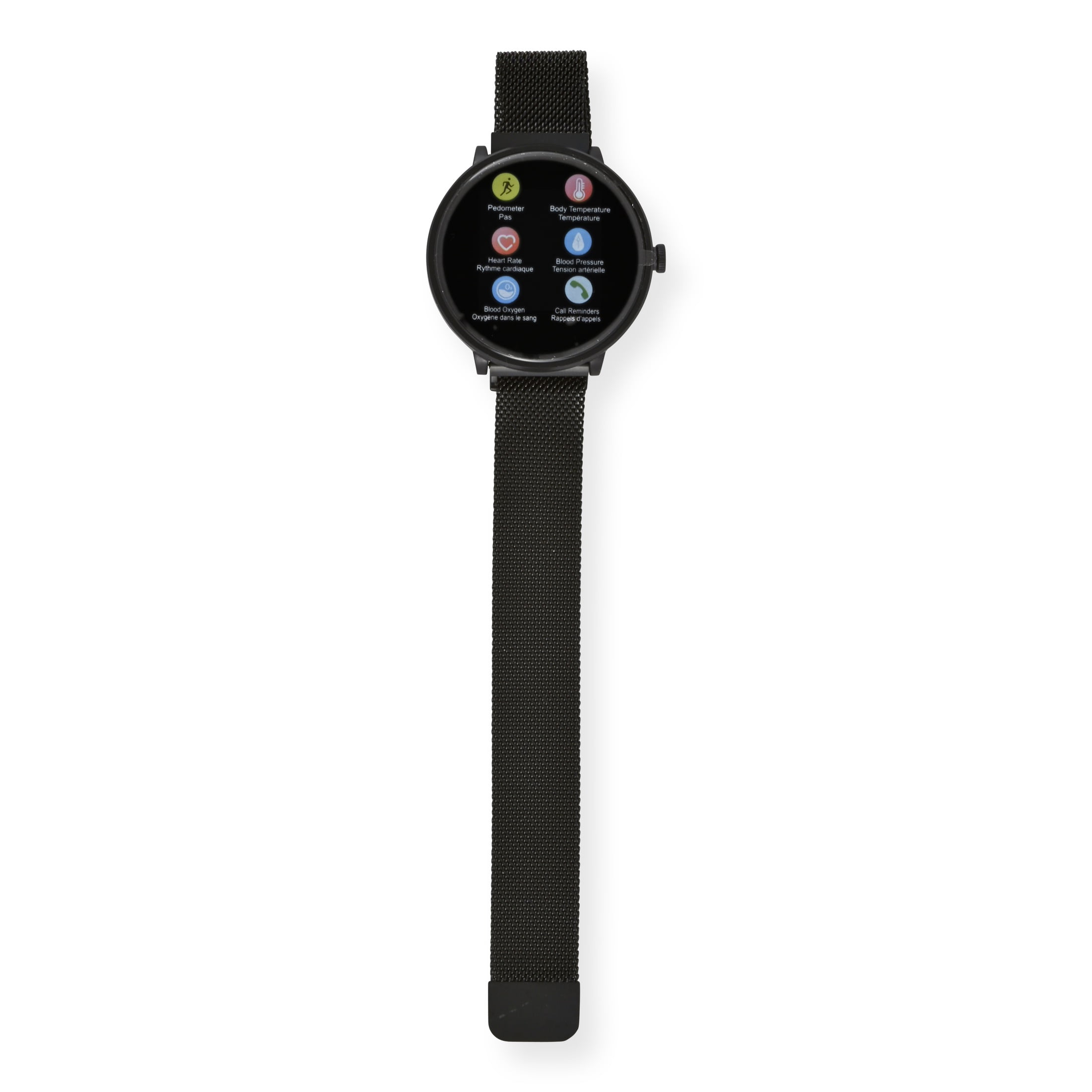 iTime Elite Smart Watch with Round Dial and Mesh Strap, Gun Metal
