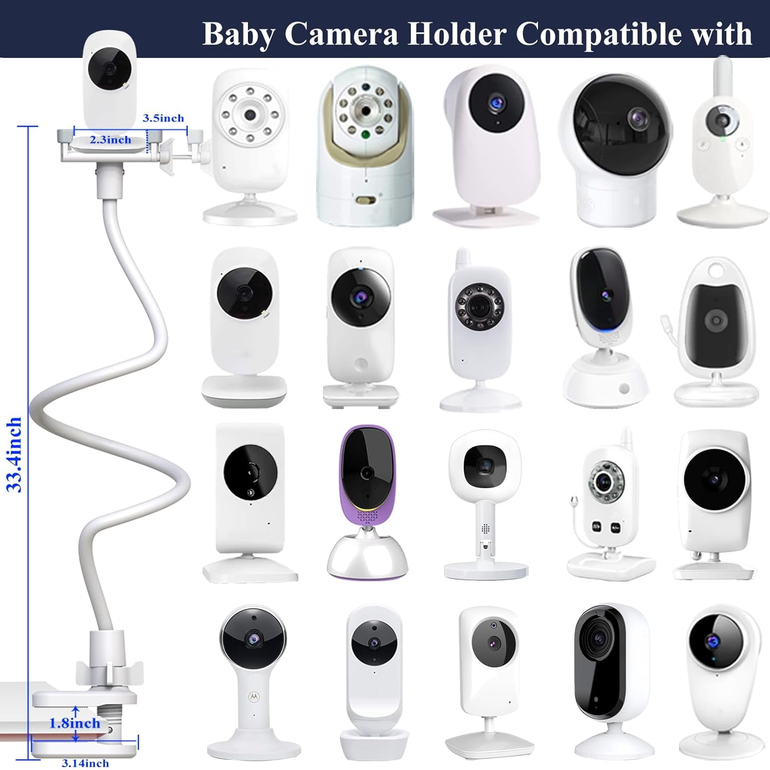 Baby Camera Monitor Mount Flexible Holder Stand Compatible with , HB6550/HB65/HB66/HB6560/,,,,, Cameras and with 1/4" Baby Cameras Stand