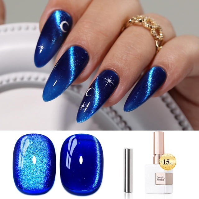 Esmalte de uñas Double Rhythm Cat Eye Gel 15 ml con purpurina holográfica