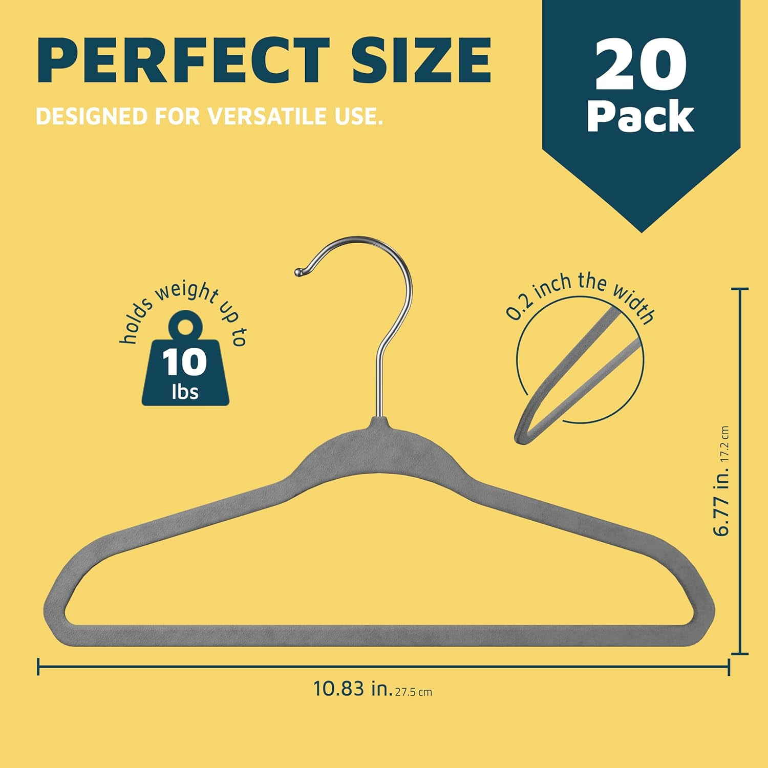 Lifemaster Velvet Kids Hangers, 20-Pack Non-Slip Baby & Toddler Clothes Hangers, Slim Space-Saving with Swivel Hook, Gary