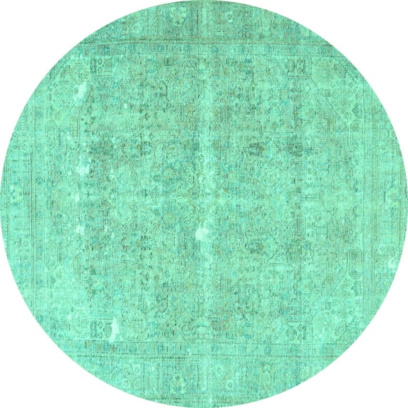 Ahgly Company Indoor Round Persian Turquoise Blue Traditional Area Rugs, 4' Round