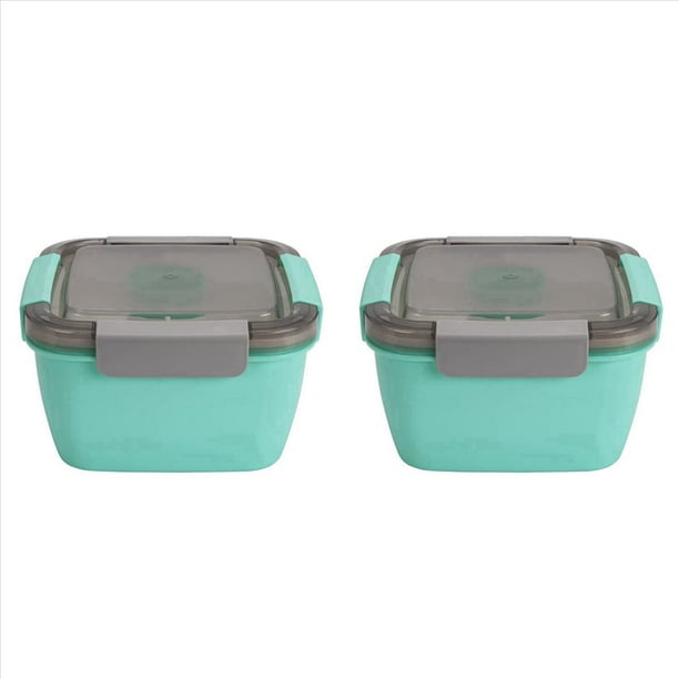 2X Contenedor Lunch To Go, Ensaladeras 1500Ml con 3 Compartimentos, Contenedor de Aderezos para Ensaladas para Coberturas de Ensaladas