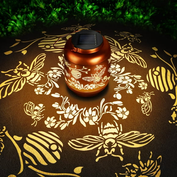 Farol solar HEGUD con estampado de abeja para exteriores, impermeable, para jardín