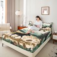 thumbnail image 3 of Castle Fairy Retro Print Mountain Moose Queen Size Sheets 4 Pieces,Pine Cone Fringe Snow Queen Sheet Sets,Sage Tan Cream,1 Fitted Sheet,1 Flat Sheet and 2 Pillowcases, 3 of 6