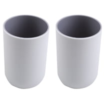ACDANC 2 Packs Modern Round Plastic Unbreakable Tumbler Cup for Bathroom Vanity Countertops for Rinsing,Drinking,Storing Dental Accessories and Organizing Makeup Brushes