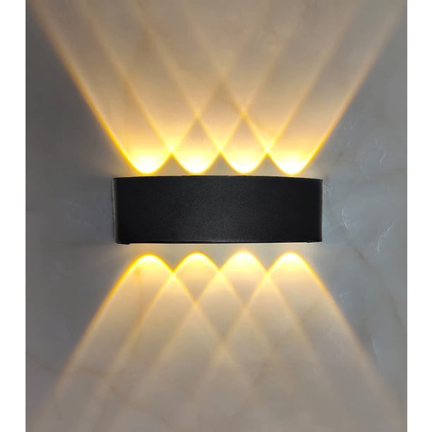 Aplique de pared LED moderno de 8 W, aplique de pared de aluminio negro, aplique de pared exterior impermeable IP65, adecuado para decoración de iluminación en pasillos, escaleras, salas de estar, bla