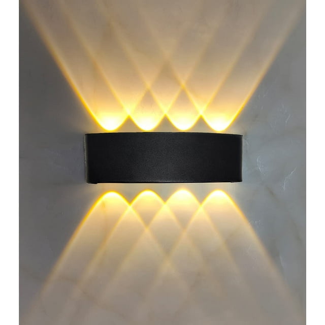 Aplique de pared LED moderno de 8 W, aplique de pared de aluminio negro, aplique de pared exterior impermeable IP65, adecuado para decoración de iluminación en pasillos, escaleras, salas de estar, bla
