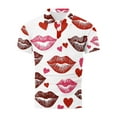 thumbnail image 5 of Awdenio Men T Shirts Valentines Button Down Shirts Heart Print Short Sleeve Casual Turndown Collar T-Shirt Blouse, 5 of 5