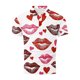 thumbnail image 4 of TaTaai Men's Valentine Print Turndown Collar Quarter Sleeve Pullover, Valentine's Day Gift, Casual Daily Outdoor T-Shirt Gift, 4 of 5