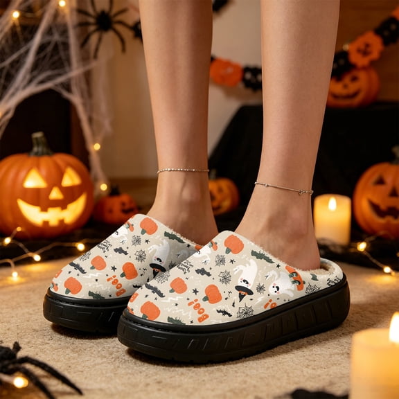 Willtoo Slipper For Women Halloween Warm Indoor Slippers Fall Winter Holiday Platform House Slippers Memory Foam Cozy Slip‑On Thick Sole Shoes
