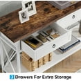 thumbnail image 4 of Tribesigns 70.8" Console Table with 3 Drawers, Farmhouse Entryway Table with Storage Shelf for Entryway, Hallway (White/Brown), 4 of 7