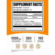 كبسولات الأحماض الأمينية الأساسية من BulkSupplements - EAA - 1000 مجم (360 كبسولة - 180 وجبة)
