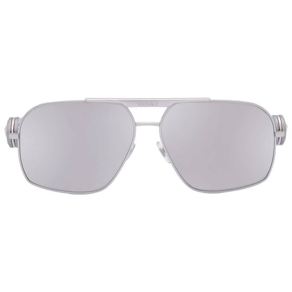 Versace Light Grey Mirror Silver Navigator Men's Sunglasses VE2269 10006G 62