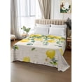 thumbnail image 2 of Watercolor Lemon King Size Flat Sheet, Wrinkleproof & Fadeproof Cooling Flat Bed Sheet Only, Eucalyptus Leaf Fruit Yellow Flower Breathable Soft Bedding Top Sheets 105 x 98 Inches, 2 of 8