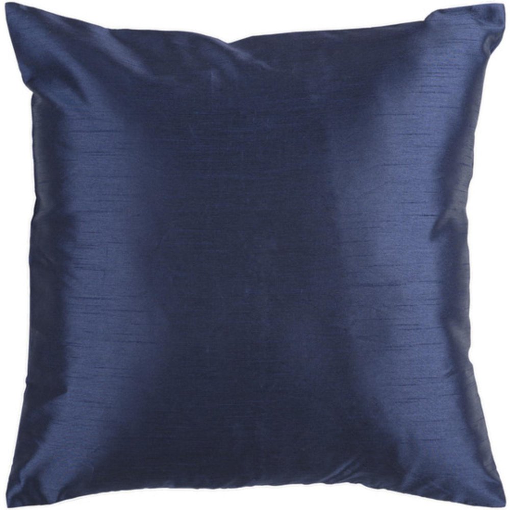 18" Shiny Solid Navy Blue Decorative Throw Pillow