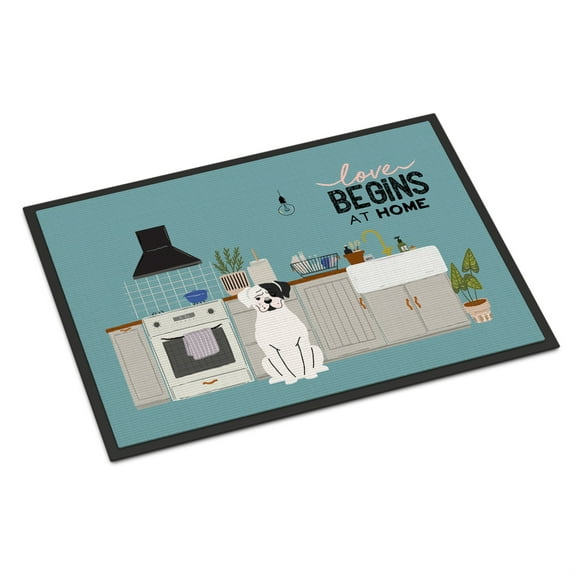 White Boxer Kitchen Scene Door Mat