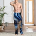 thumbnail image 2 of Logiee Navy Blue Marble Print Pajama Pants for Men,Men’s Pajama Bottoms,Mens PJ Pants with Pockets & Button Fly-Small, 2 of 6