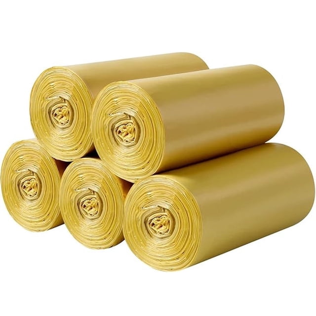 5 volúmenes de pequeñas bolsas de basura 200 duraderos 4 galones bolsas de basura pequeñas Oficina Familiar Cocina Baño dormitorio Bolsillo de basura interior (oro)