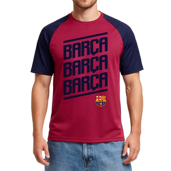 Icon Sports Mens Barça Short Sleeve Training Shirt UEFA Champions League Soccer Barcelona, Alternate, Medium (FCB122PT)