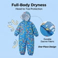 thumbnail image 2 of Kids Rain Suit One Piece Coveralls Raincoat Toddler Hooded Rainsuit Poncho Full Body Rain Gear for Girls and Boys 1-7 Years, 2 of 8