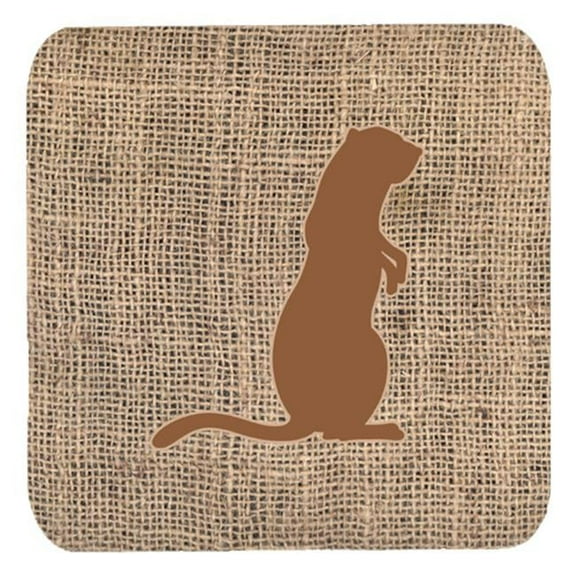 Meerkat Burlap and Brown Foam Coasters, Set - 4