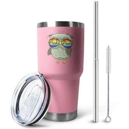 

Owl Stainless Steel Tumbler 30 Oz Coffee Travel Cup Vacuum Insulated & Double Wall with Leakproof Sliding Lid | Great for Hot Drinks and Cold Beverages