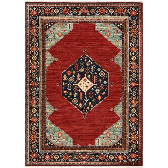 Oriental Weavers Lilihan Area Rug 5503M Traditional Red Bulbs Bordered 2' x 3' Rectangle