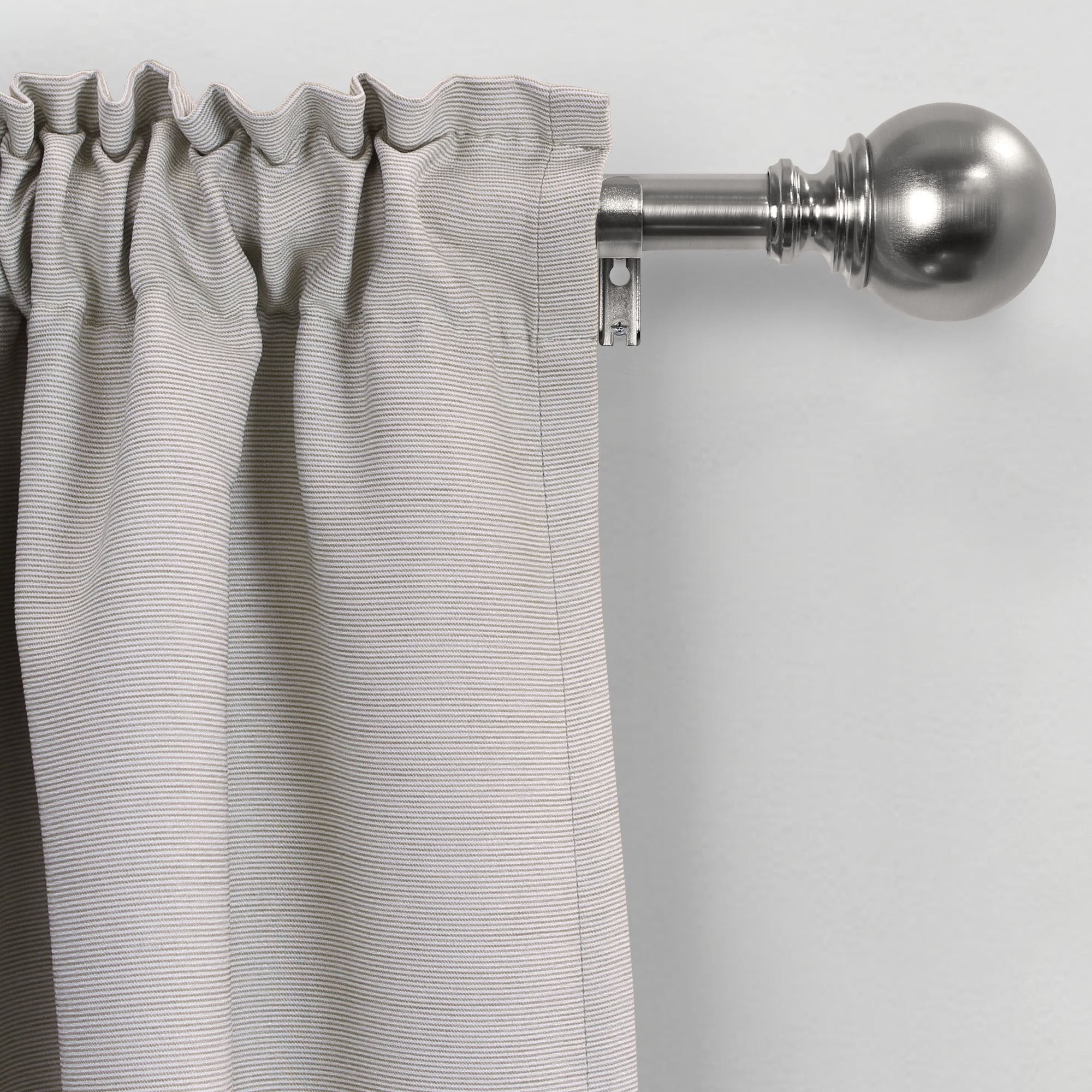 Better Homes & Gardens 1" Brushed Nickel Metal Ball Single Curtain Rod 32-120"
