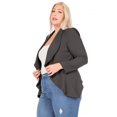 thumbnail image 3 of Women's Plus Size Solid Long Sleeve Waist Length Open Front Office Blazer Jacket, 3 of 7