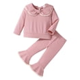 thumbnail image 5 of Wonitaaizi Baby Girl Fall Winter Outfits Clothes Long Sleeve Sweatshirt Tops + Flare Pants Set (6-9 Months,Pink), 5 of 7