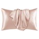thumbnail image 1 of Deconovo Juego de 2 fundas de almohada King de satén y seda, color rosa, con cierre de sobre, protector de lujo para el cabello y la piel., 1 of 8