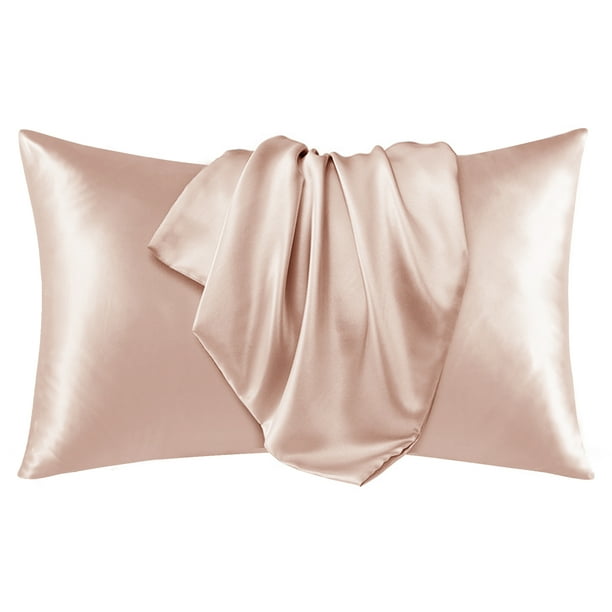 Deconovo Juego de 2 fundas de almohada King de satén y seda, color rosa, con cierre de sobre, protector de lujo para el cabello y la piel.