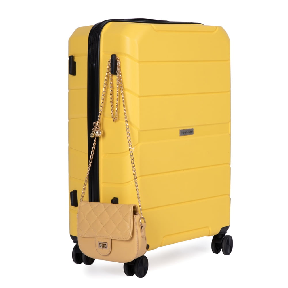 Yougu 3-Piece Hardside Carry-On Luggage Set, 20" 24" 28", Unisex, Yellow