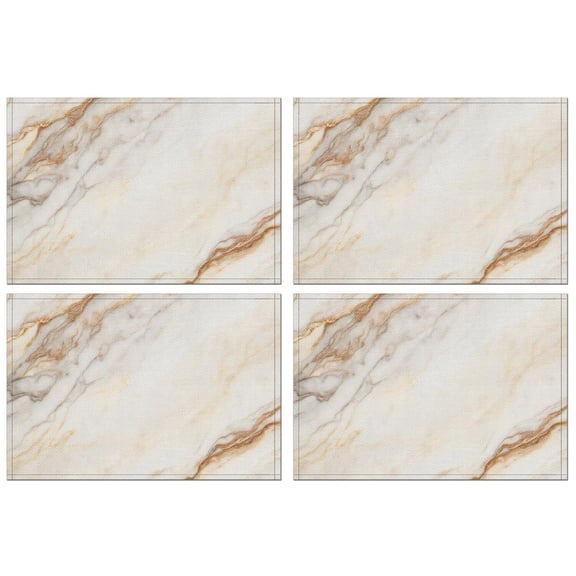 White Gold Marble Pattern Summer Placemats Table Placemats Set Of 4-Linen Kitchen Washable Placemats Table Mats 11.8"x17.7" Non-Slip Heat Resistant