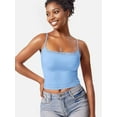 thumbnail image 4 of Women'S Lace Camisole Square Neck Sleeveless Spaghetti Strap Basic Tank Top Sky Blue S, 4 of 6