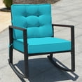 thumbnail image 2 of Costway Lot de 2 Fauteuils Berçants en Rotin pour Patio, Fauteuils à Bascule d'Extérieur avec Coussin, Turquoise, 2 of 9