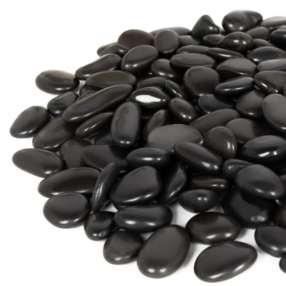 8 Pound Black Pebbles, Decorative Polished Black River Rocks for Plants, Succulents, Landscaping, Garden, Vase Filler and More, 1/2 to 3/4 Inch
