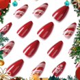 thumbnail image 3 of Uñas postizas navideñas MACHAO 24 piezas color rojo almendra autoadhesivas con patrón de copo de nieve, 3 of 5