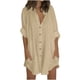thumbnail image 3 of Blusa para mujer,Blusa holgada con cuello en V para mujer, túnica informal de manga larga con bolsillo, mezcla de algodón y lino, para oficina y uso diario, sopatenor, 3 of 6