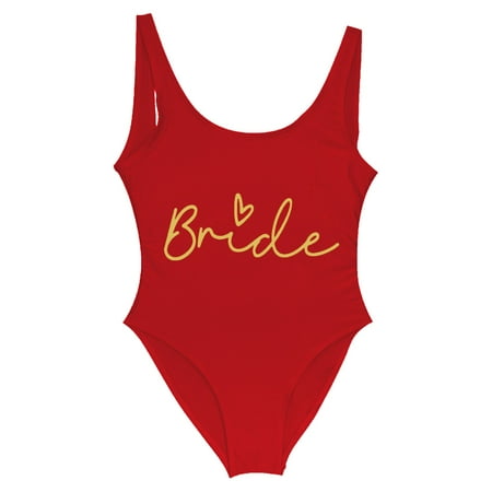 Upioiwer Women Fashion Letter Print Bandeau Bikini Top Piece Swimsuit Sexy Bikini Men s Football Shorts Swimwear Bathing Sleeveless Backless Men s Red Shorts Swimsuit Red Large