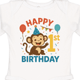 thumbnail image 4 of Inktastic Happy 1st Birthday Monkey Party Theme Boys or Girls Long Sleeve Baby Bodysuit, 4 of 5