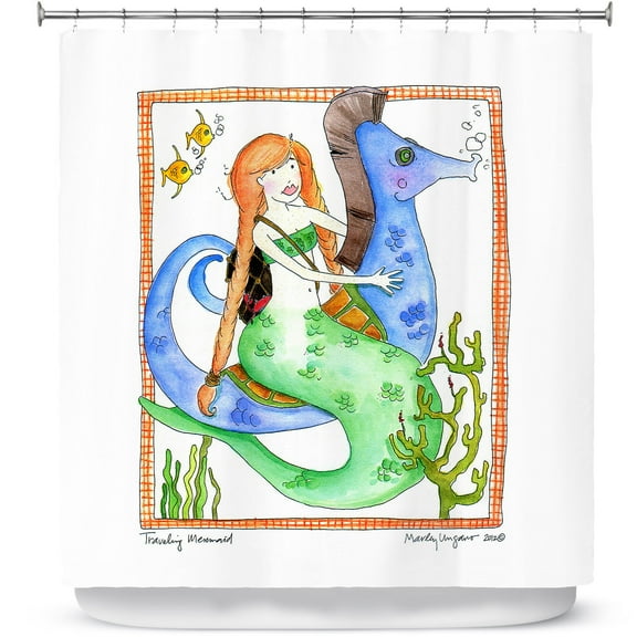 Shower Curtains 70" x 84" from DiaNoche Designs by Marley Ungaro - Traveling Mermaid