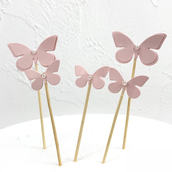 WEAVILUX 10Pcs Pink Paper Cake Picks for Dessert Table Decoration and Cake Decor